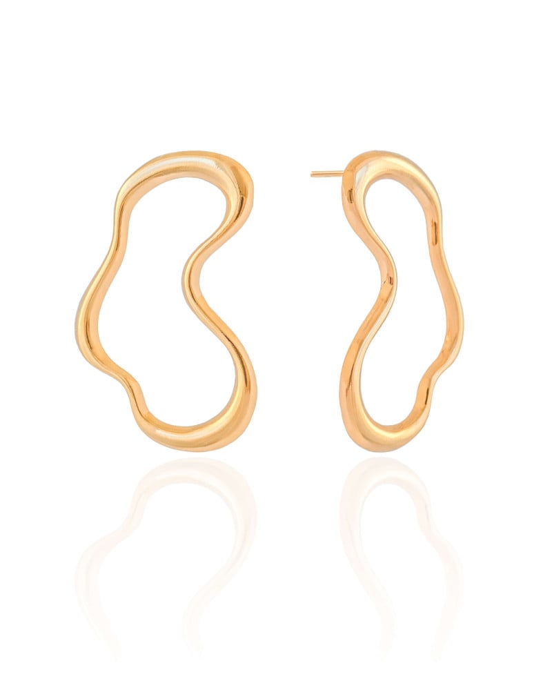 Brinco Orgânico Liso Vazado Banhado a Ouro 18K