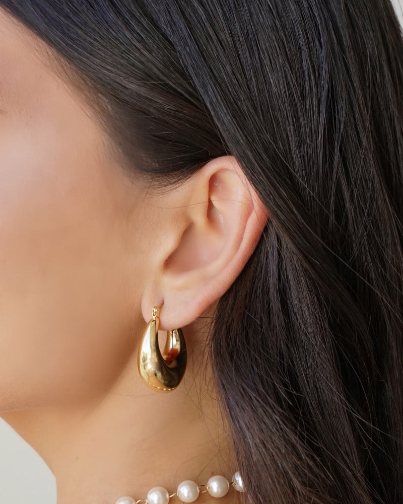 Brinco Argola Tubo Liso Fecho Italiano 3.1 cm Banhado a Ouro 18K