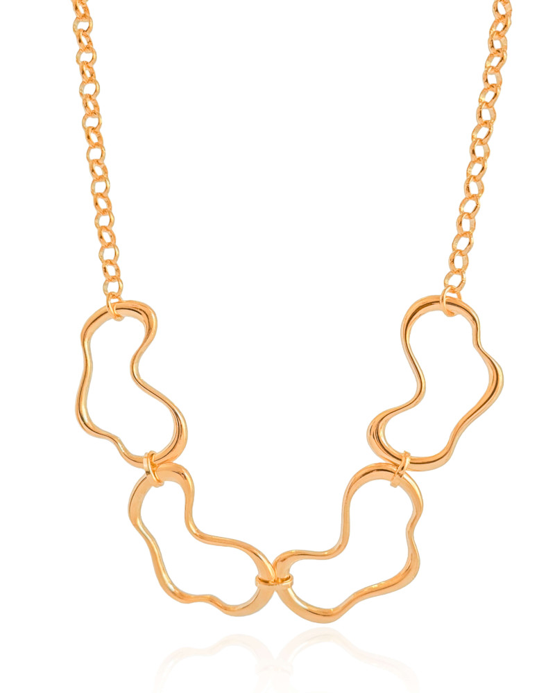 Gargantilha Elos Portugueses Orgânico Vazado Banhado a Ouro 18K