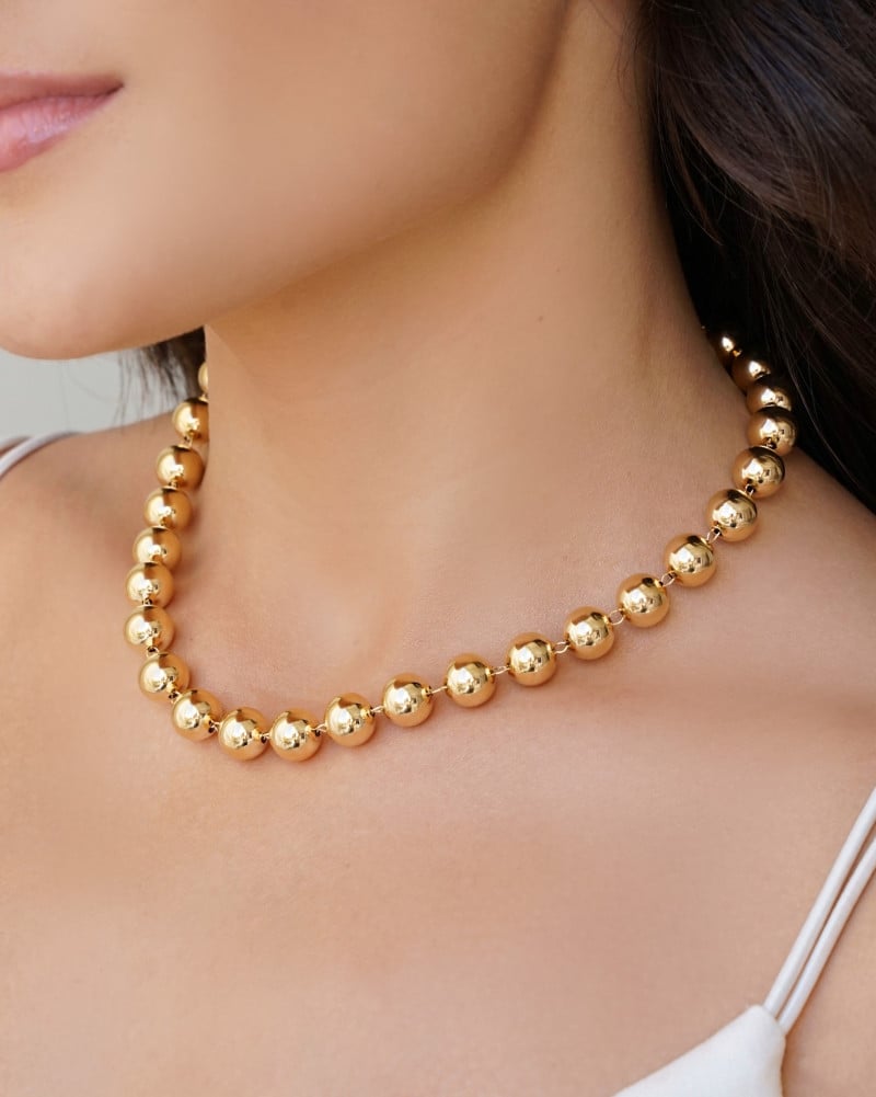 Choker Bolas Lisas 10 mm Banhado a Ouro 18K