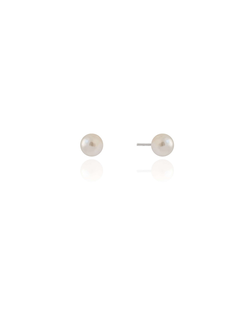 Brinco Pérola 6 mm Ródio Branco