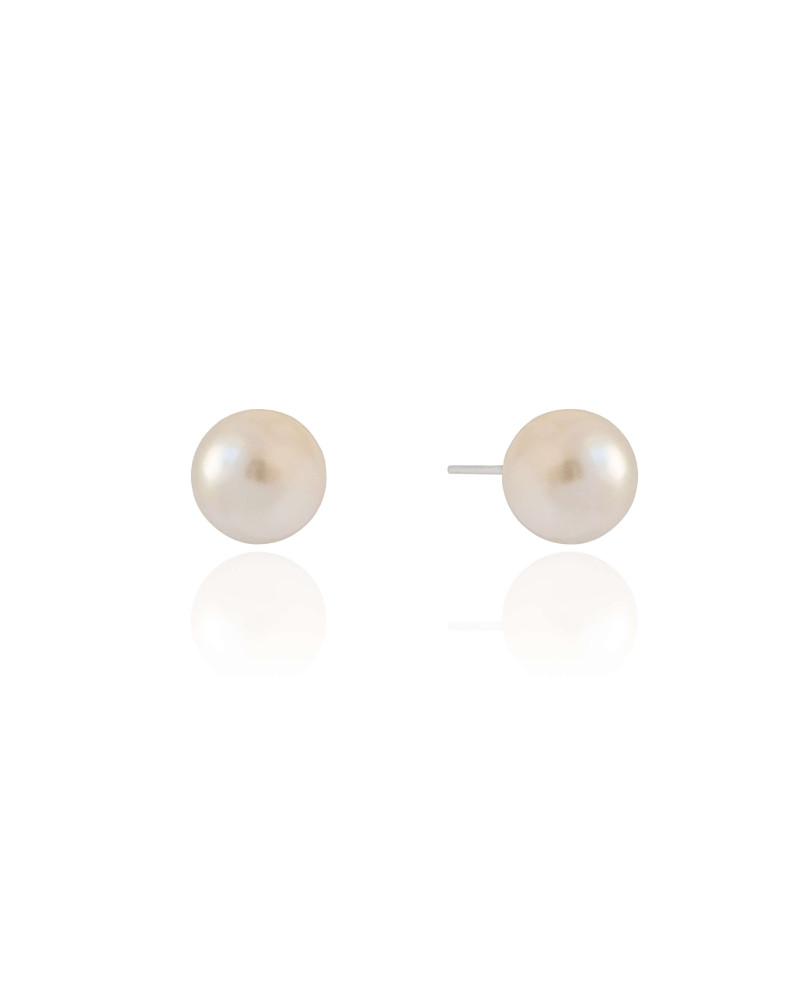 Brinco Pérola 12 mm Ródio Branco