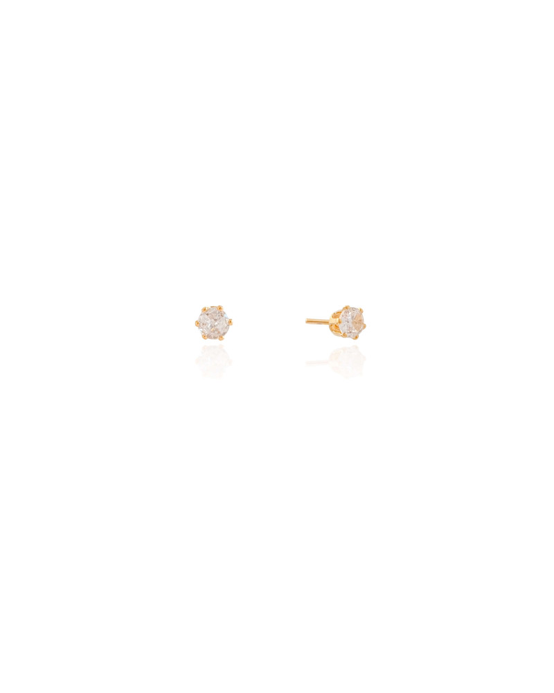 Brinco Infantil Ponto de Luz 4 mm Tarraxa Baby Banhado a Ouro 18K