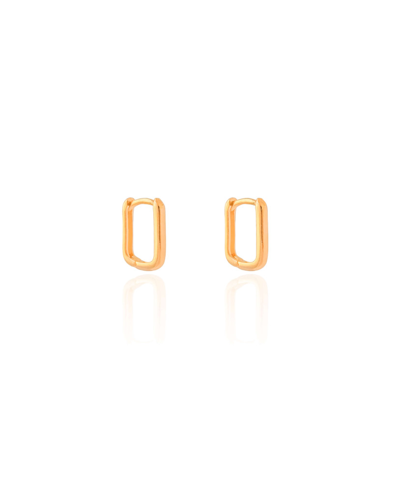 Brinco Argola Retangular 1.3 cm Banhado a Ouro 18K