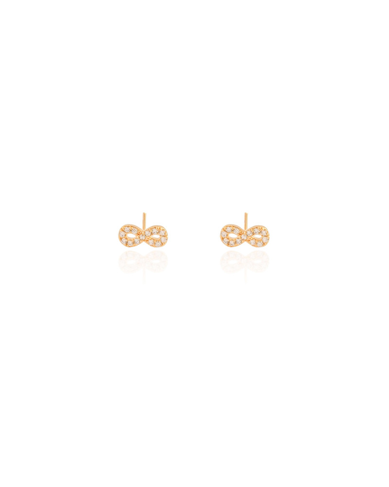 Brinco Infinito Cravejado Cristal Banhado a Ouro 18K