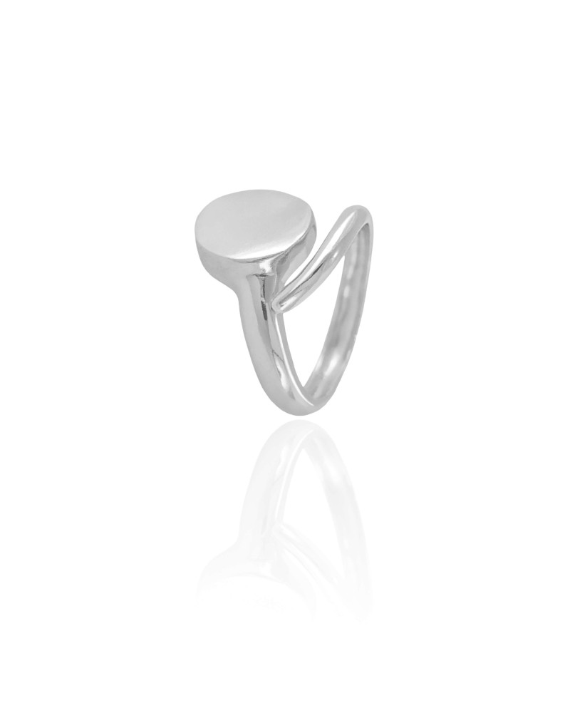 Anel Ajustável Redondo Liso Tamanho G Ródio Branco