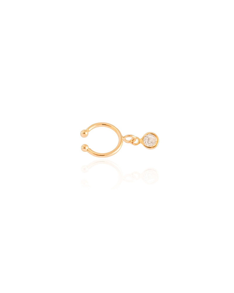 Piercing Ponto de Luz Cristal Banhado a Ouro 18K