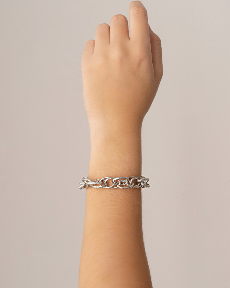 Pulseira Elos Entrelaçados Texturizados Ródio Branco