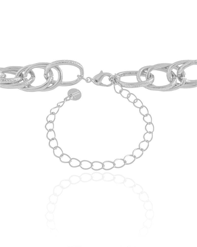 Choker Elos Entrelaçados Texturizados 12 mm Ródio Branco