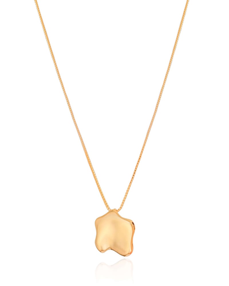Gargantilha Veneziana Pingente Orgânico Liso 1.5 cm Banhado a Ouro 18K 45cm