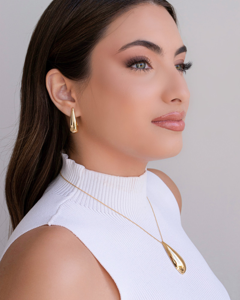 Brinco Argola Gota Lisa 3cm Banhado a Ouro 18K
