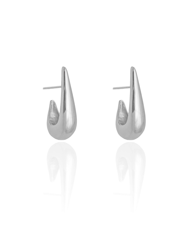 Brinco Argola Gota Lisa 3cm Ródio Branco