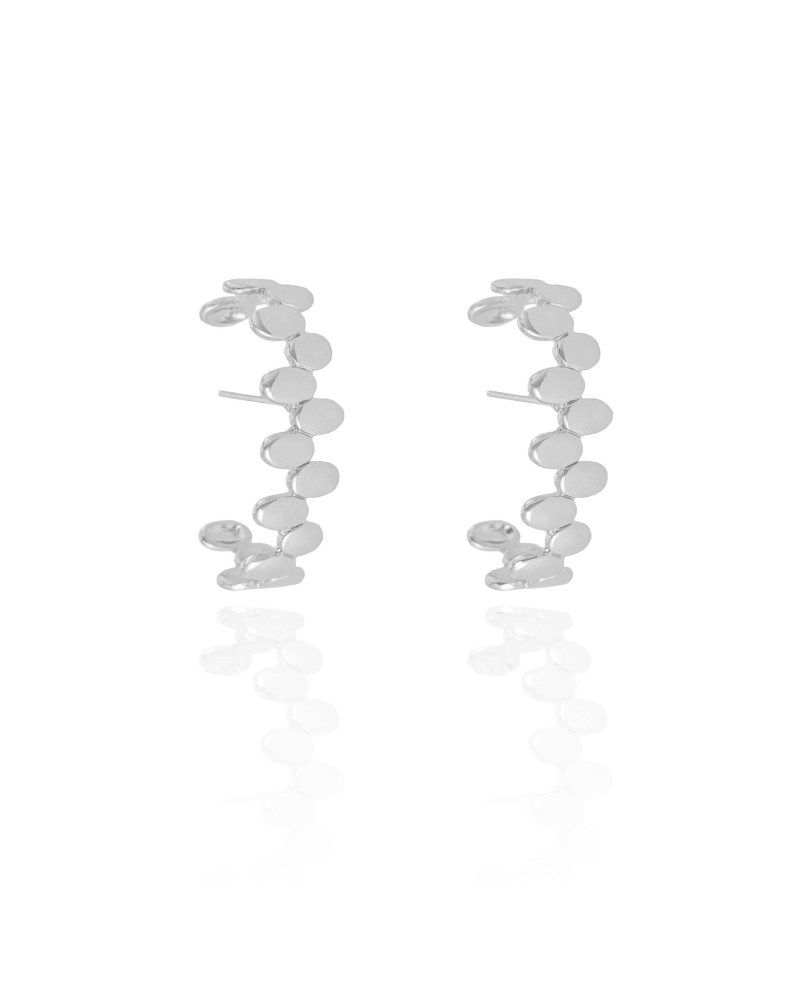 Ear Hook Plaquinhas Ovais Lisas 2.7 cm Ródio Branco