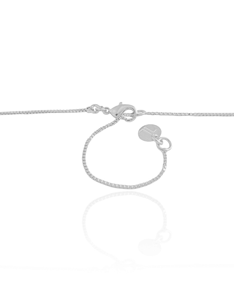 Gargantilha Longa Pingente Orgânico Vazado 3.8 cm Ródio Branco - 65 cm