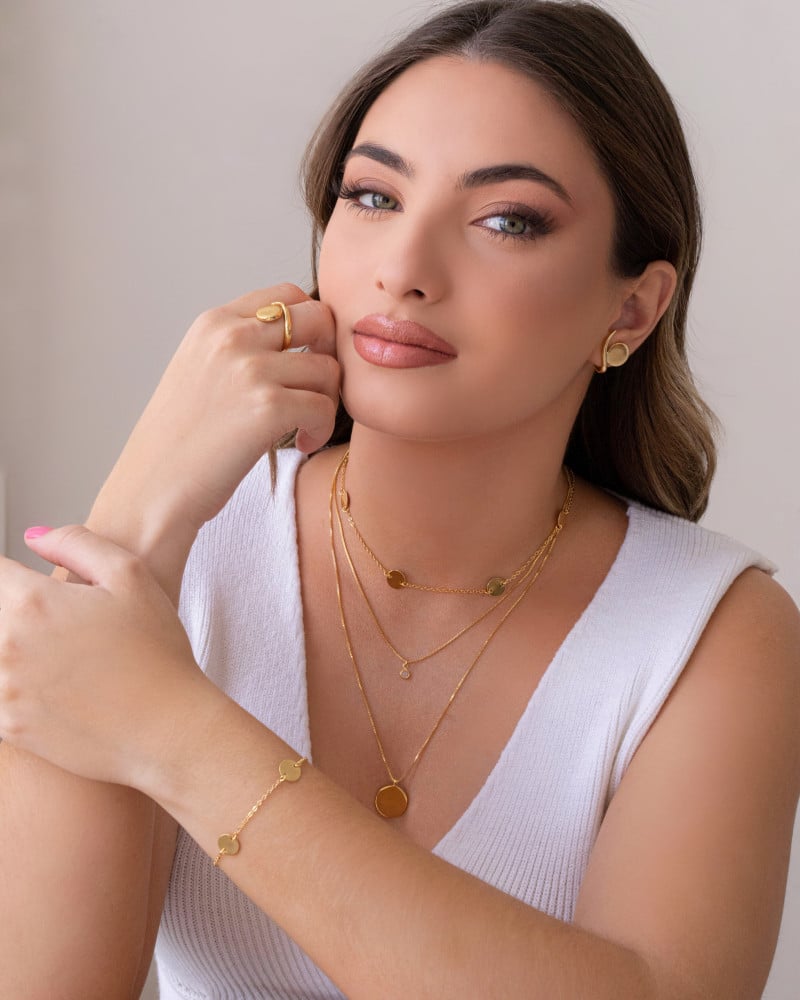 Choker Elos Plaquinhas Lisas Banhado a Ouro 18K - 35 cm