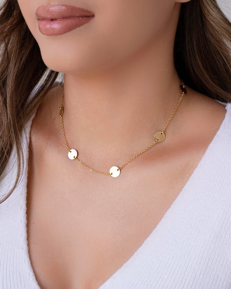 Choker Elos Plaquinhas Lisas Banhado a Ouro 18K - 35 cm