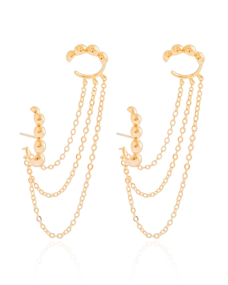 Ear Line Bolas Lisas Banhado a Ouro 18K