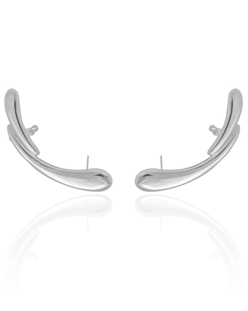 Ear Cuff Orgânico Liso Ródio Branco