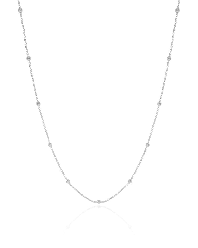 Choker Elos Bolinhas Ródio Branco - 35 cm