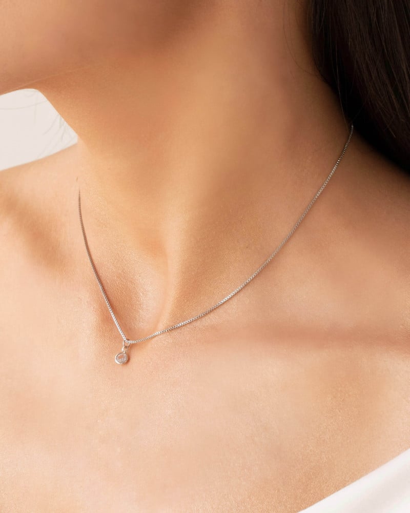 Choker Veneziana Ponto de Luz Cristal Ródio Branco - 35 cm