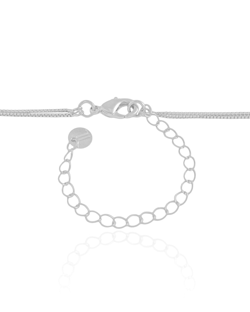 Gargantilha Dupla Redondo e Ponto de Luz Cristal Ródio Branco