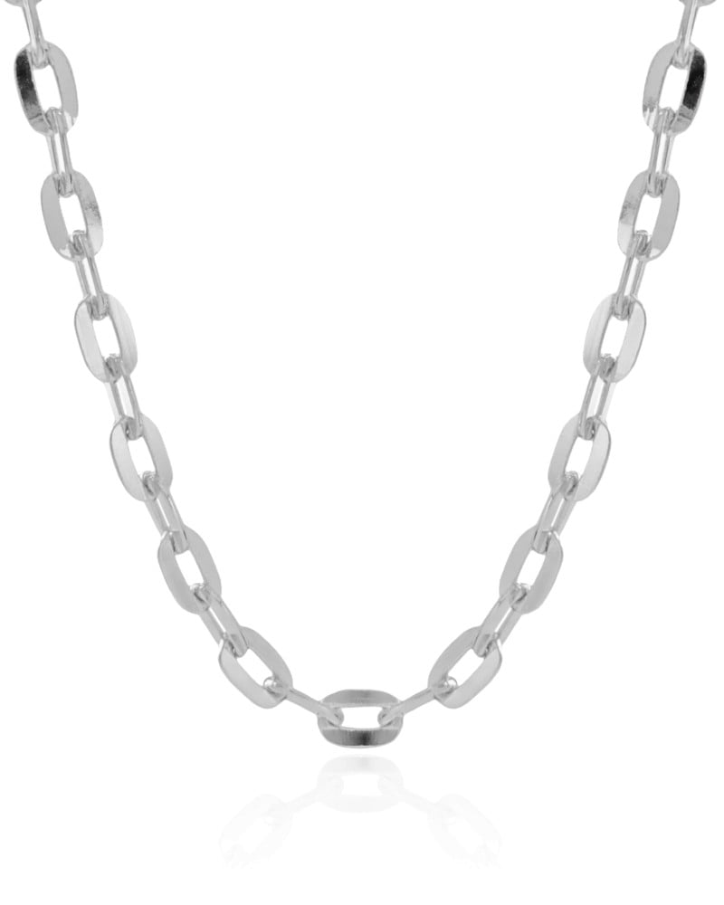 Choker Elos Ovais 9 mm Ródio Branco