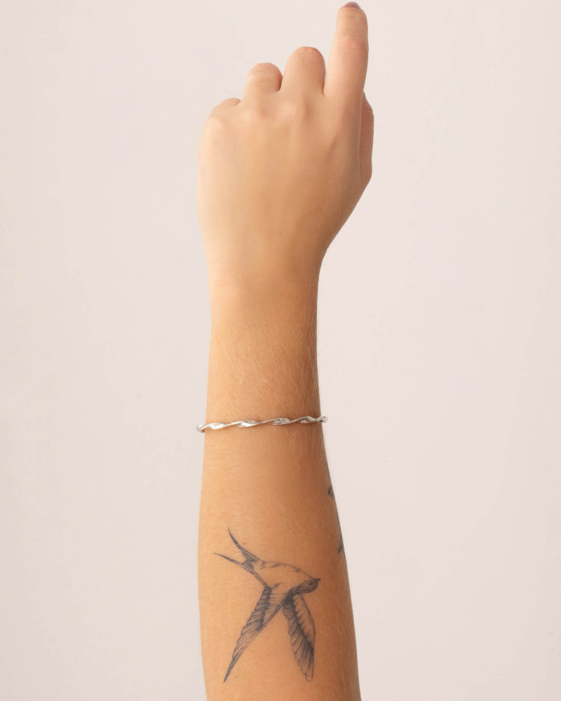 Bracelete Torcido Ródio Branco