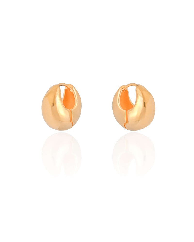 Brinco Argola Click Abaulada Lisa 1.7 cm Banhado a Ouro 18K