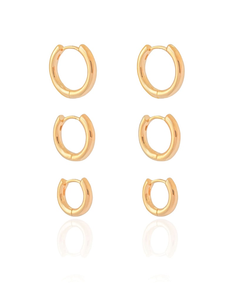 Trio de Argolas Lisas Banhado a Ouro 18K