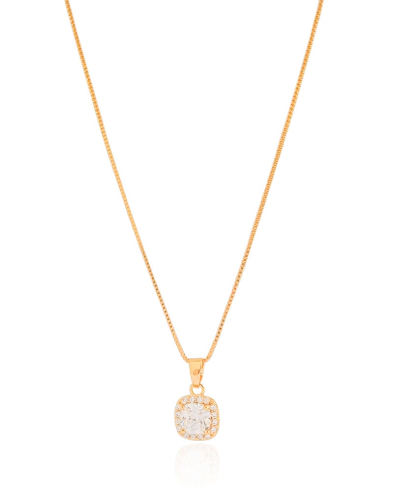 Gargantilha Veneziana Ponto de Luz Cravejado Cristal Banhado a Ouro 18K - 45 cm