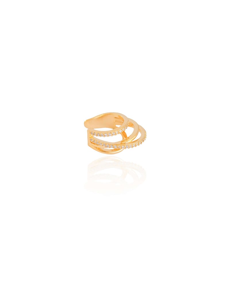 Piercing Filetes Cravejados Cristal Banhado a Ouro 18K