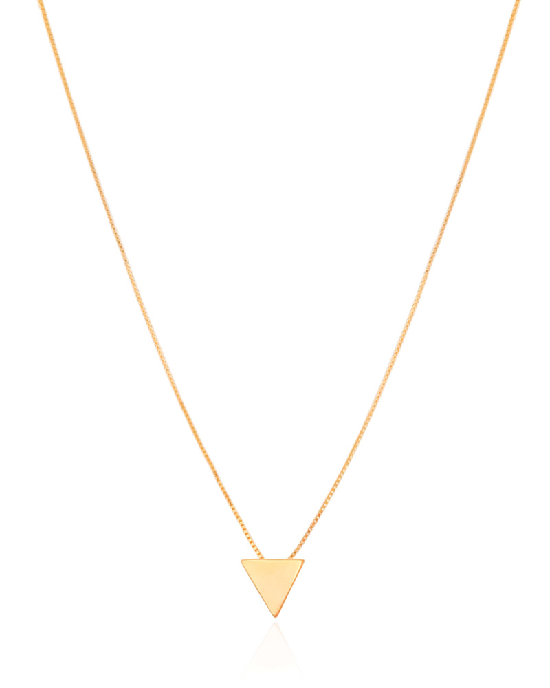 Gargantilha Veneziana Pingente Triângulo Liso Banhado a Ouro 18K - 40 cm
