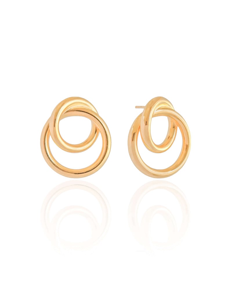 Brinco Entrelaçado Tubo  2.5 cm Banhado a Ouro 18K