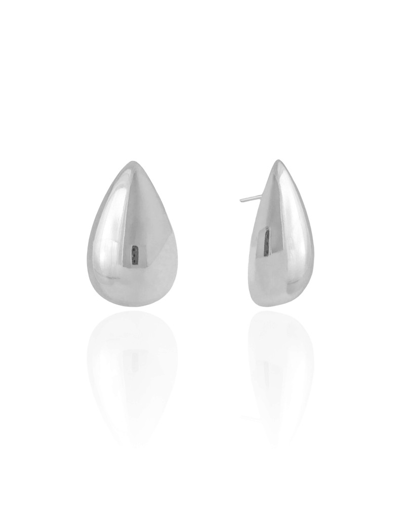 Brinco Gota Lisa 2.6 cm Ródio Branco