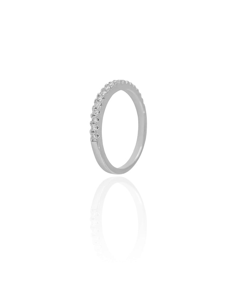 Anel Cravejado Cristal Tamanho 23 Ródio Branco