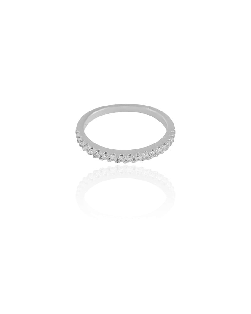 Anel Cravejado Cristal Tamanho 23 Ródio Branco