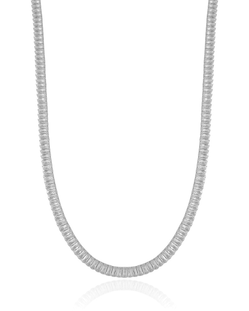 Gargantilha Baguetes Cristal Ródio Branco - 45 cm