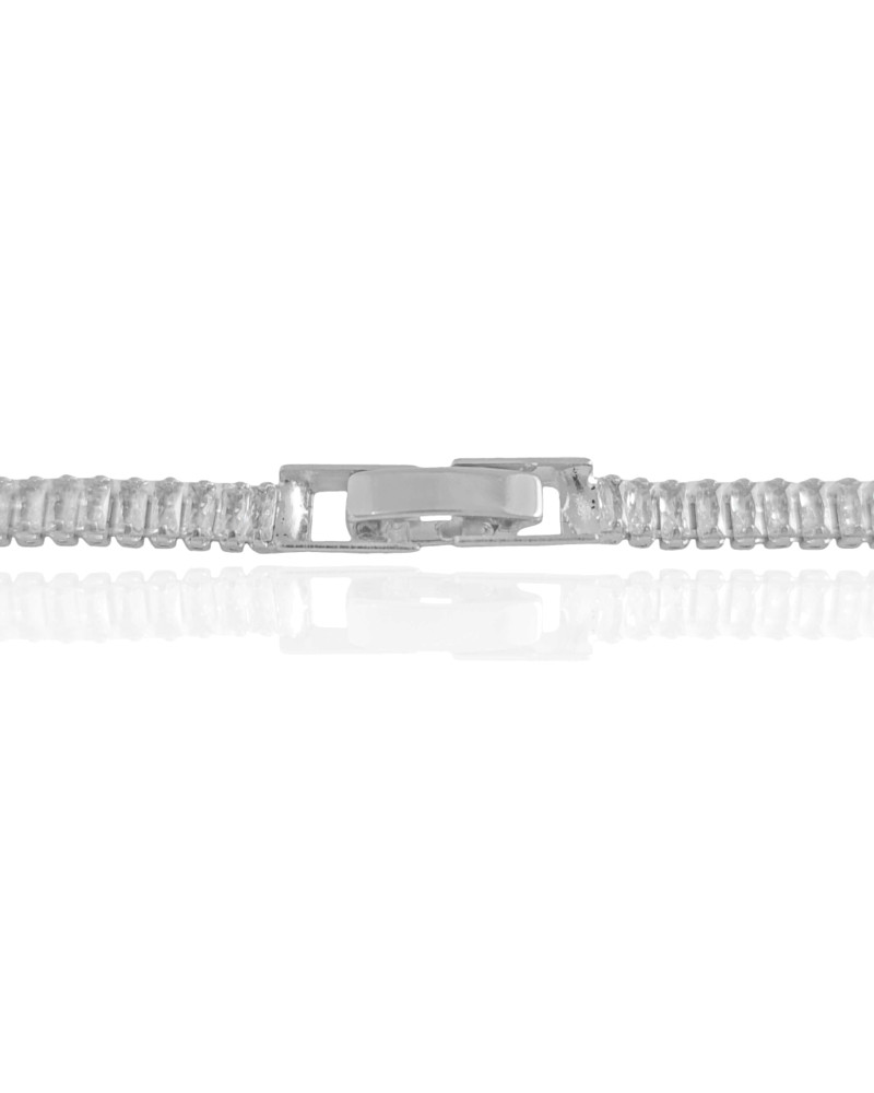 Gargantilha Baguetes Cristal Ródio Branco - 45 cm