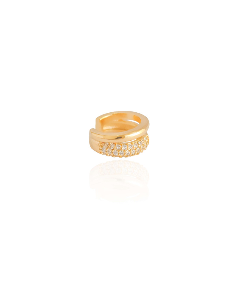 Piercing Dois Filetes Cravejados Cristal Banhado a Ouro 18K