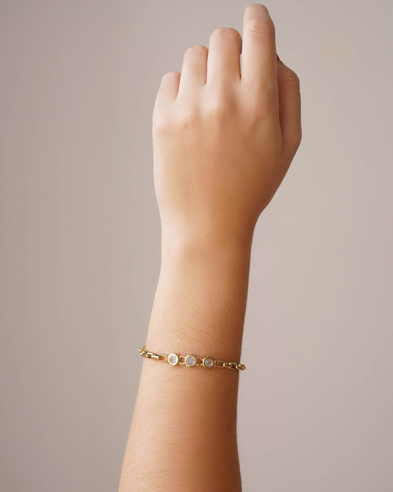 Pulseira Elos Pontos de Luz Cristal Banhado a Ouro 18K - 16 cm