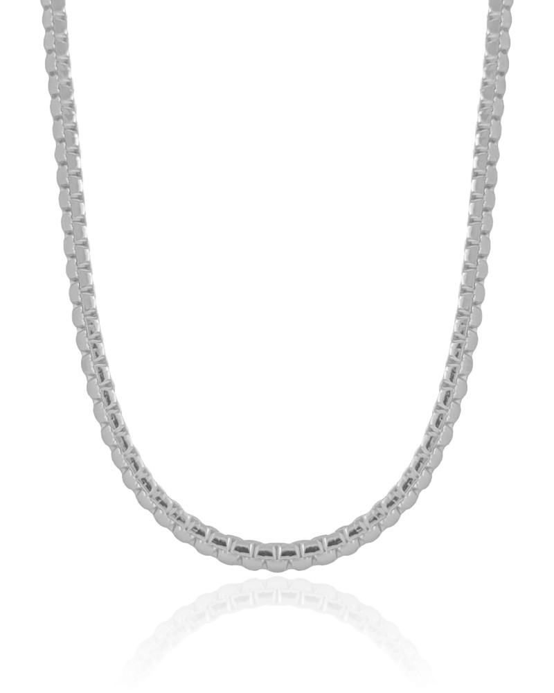 Choker Malha Egípcia 4 mm Ródio Branco