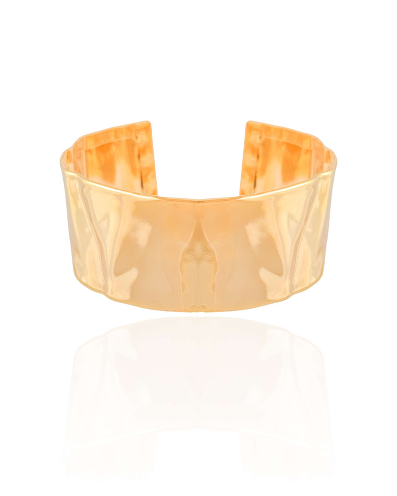 Bracelete Martelado 2.3 cm Banhado a Ouro 18K