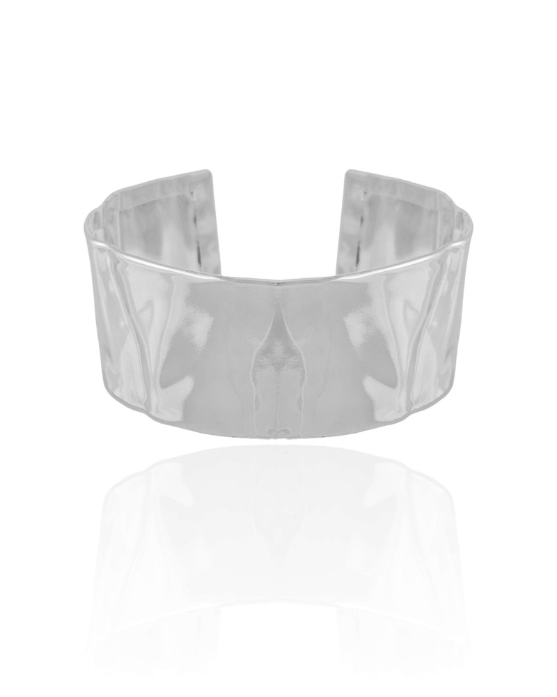 Bracelete Martelado 2.3 cm Ródio Branco