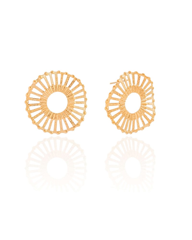 Brinco Redondo Vazado Texturizado 2.4 cm Banhado a Ouro 18K