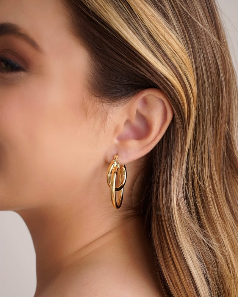 Brinco Argola Tubo Entrelaçado 3.8 cm Banhado a Ouro 18K