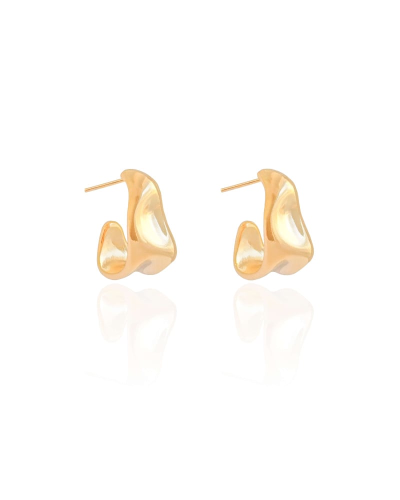 Brinco Argola Orgânica Lisa 1.8 cm Banhado a Ouro 18K