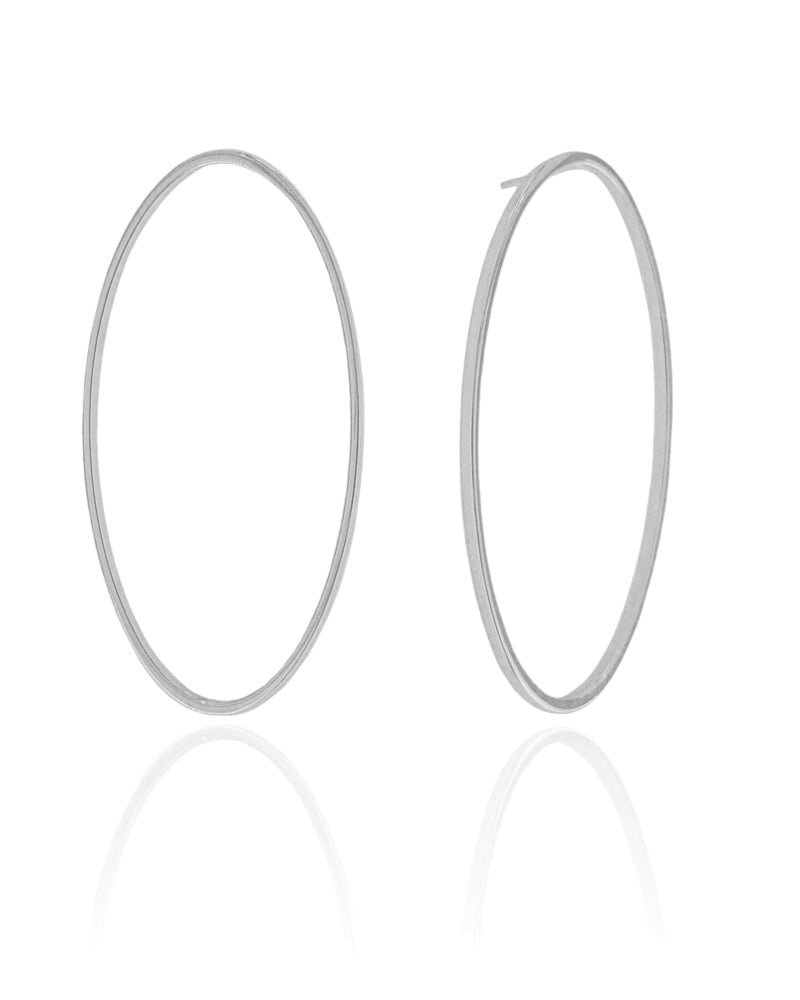 Brinco Oval Vazado 5.1 cm Ródio Branco