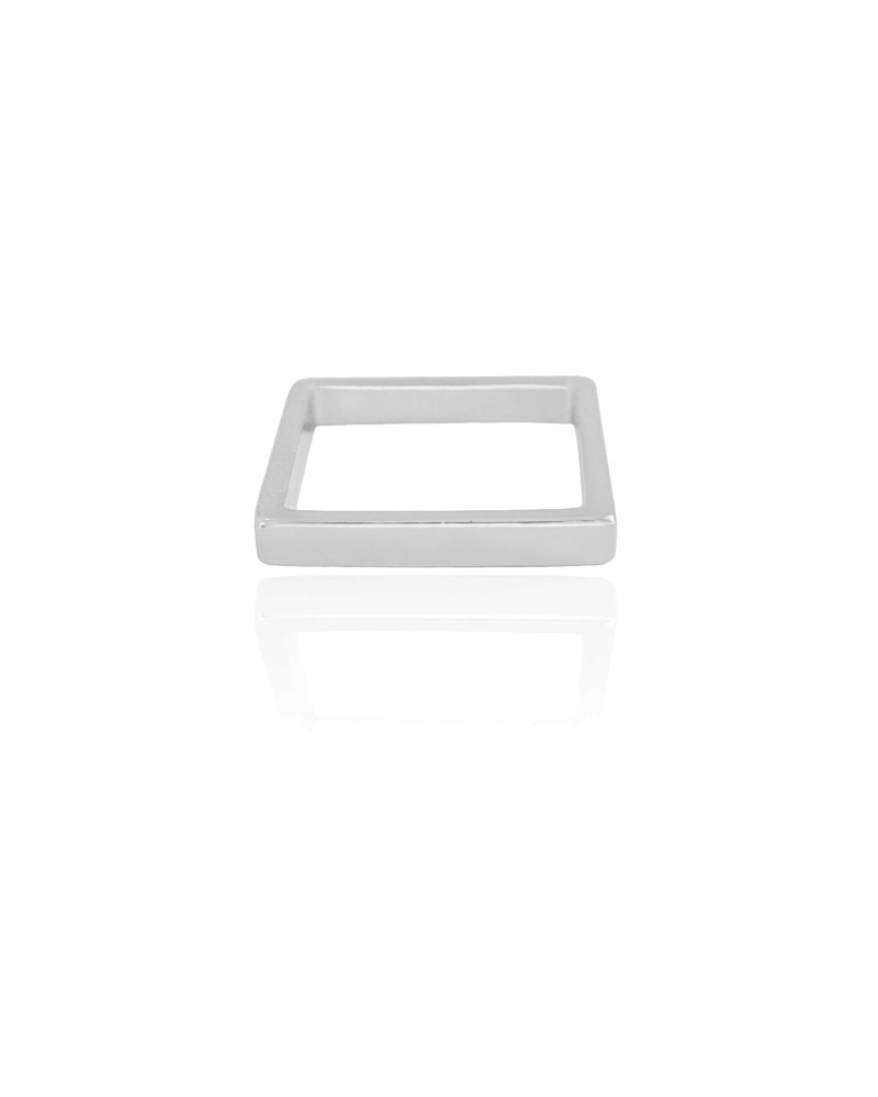 Anel Quadrado Liso Tamanho 23 Ródio Branco
