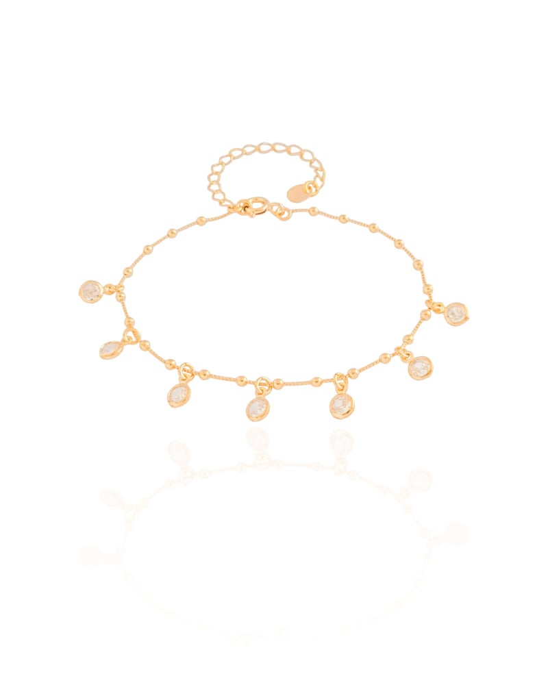 Pulseira Bolinhas Pontos de Luz Cristal Banhado a Ouro 18K