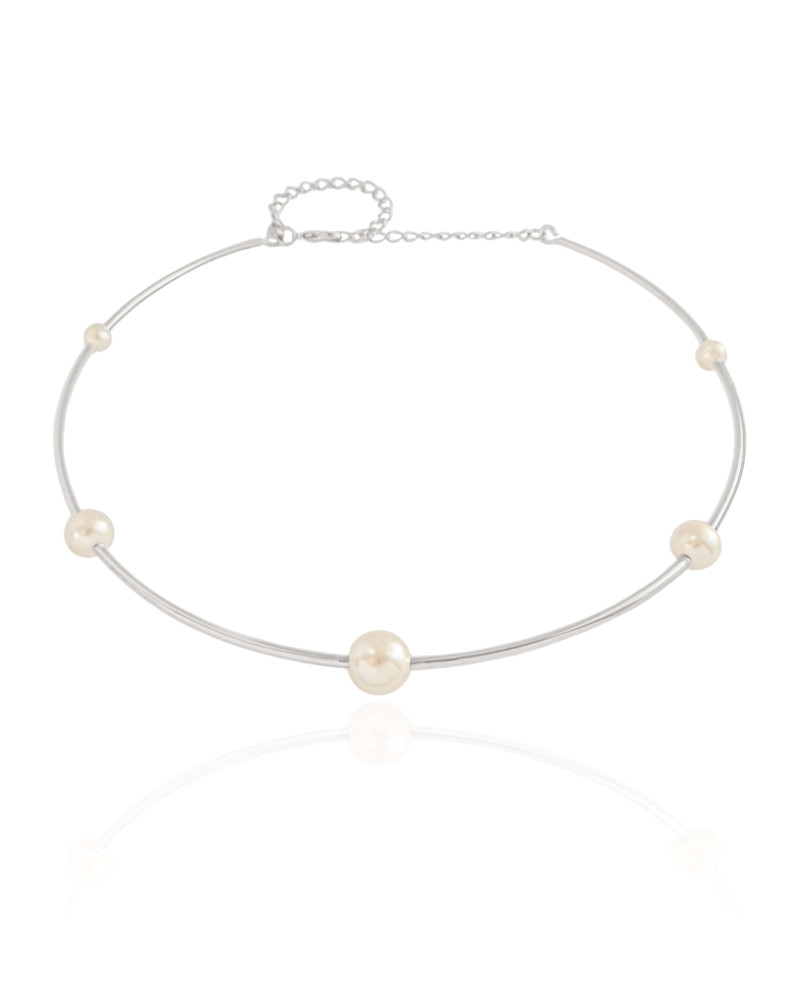 Aro Pérolas Ródio Branco